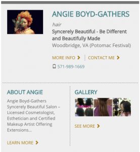 Salon Plaza Members website Angie Boyd-Gathers
