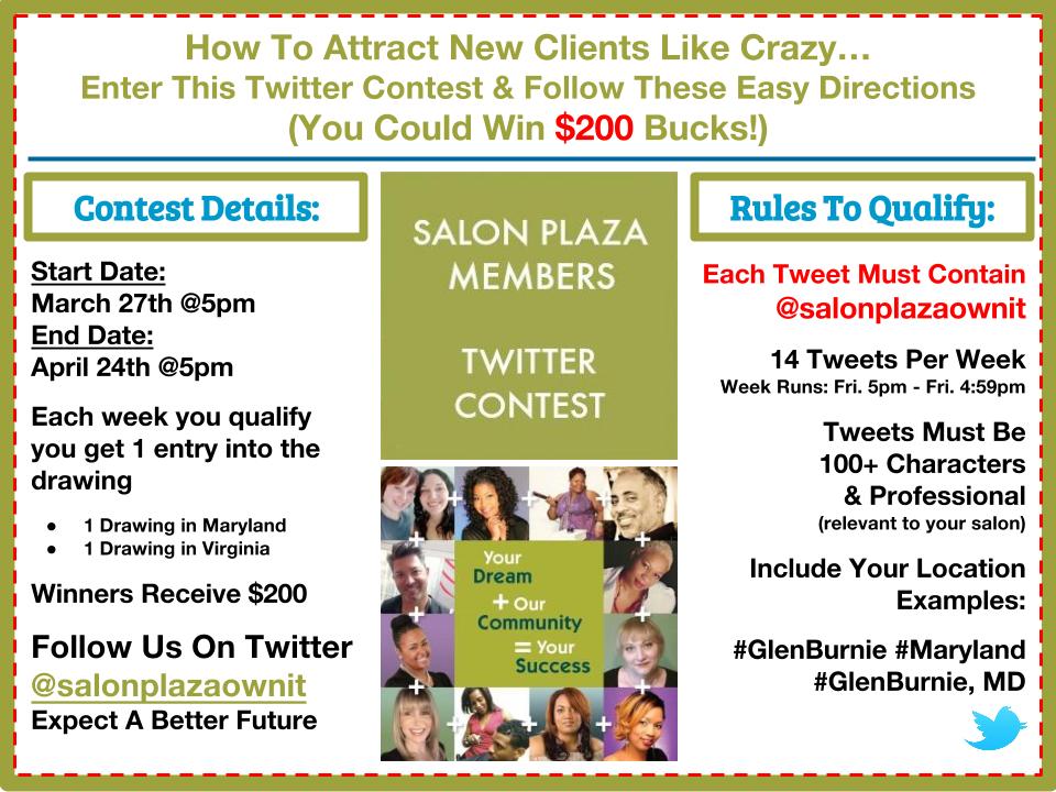 Salon Plaza Twitter Contest Friday Infograph