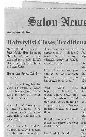Hairstylist Norfolk VA Salon Plaza Noble news